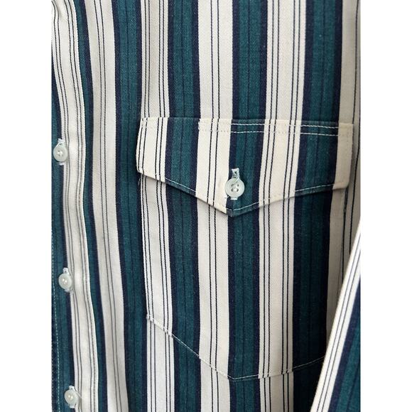 WRANGLER Vintage 90's Striped Cowboy Cut Reg Fit X-Long Tails Button Shirt 16x34 - Picture 6 of 13